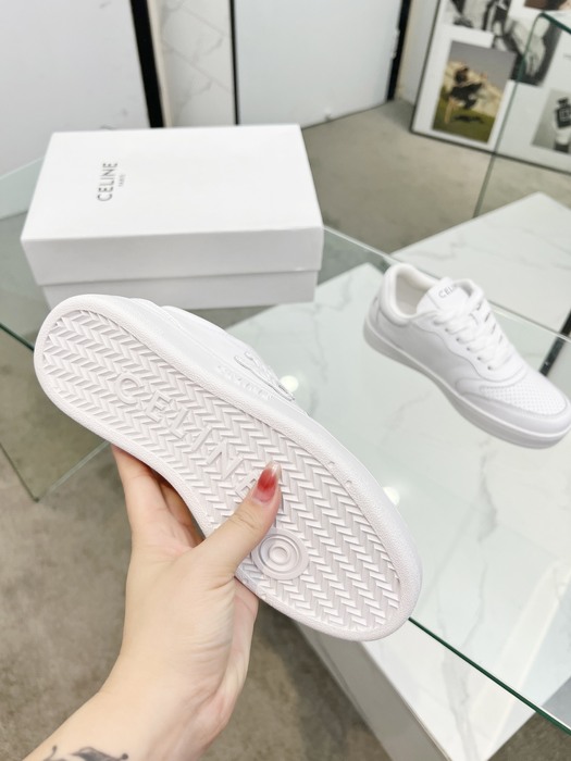 Celine Triomphe Low top lace up sneakers with perforated logo White