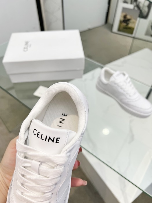 Celine Triomphe Low top lace up sneakers with perforated logo White