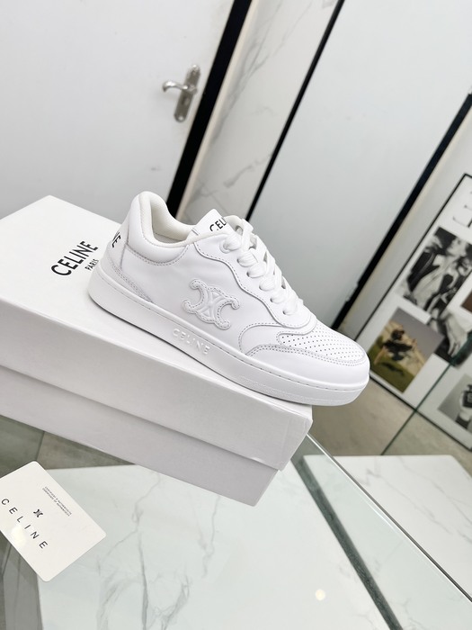Celine Triomphe Low top lace up sneakers with perforated logo White