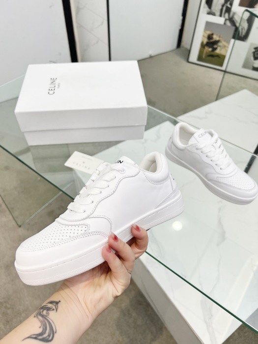 Celine Triomphe Low top lace up sneakers with perforated logo White