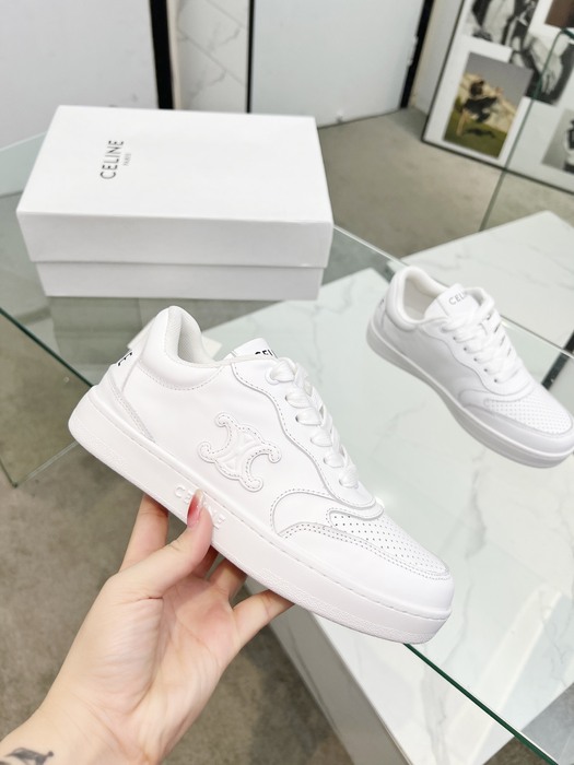 Celine Triomphe Low top lace up sneakers with perforated logo White