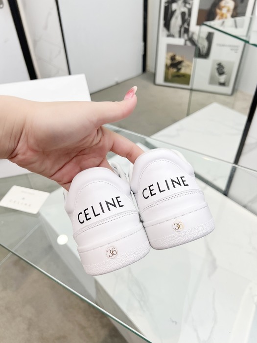 Celine Triomphe Low top lace up sneakers with perforated logo White