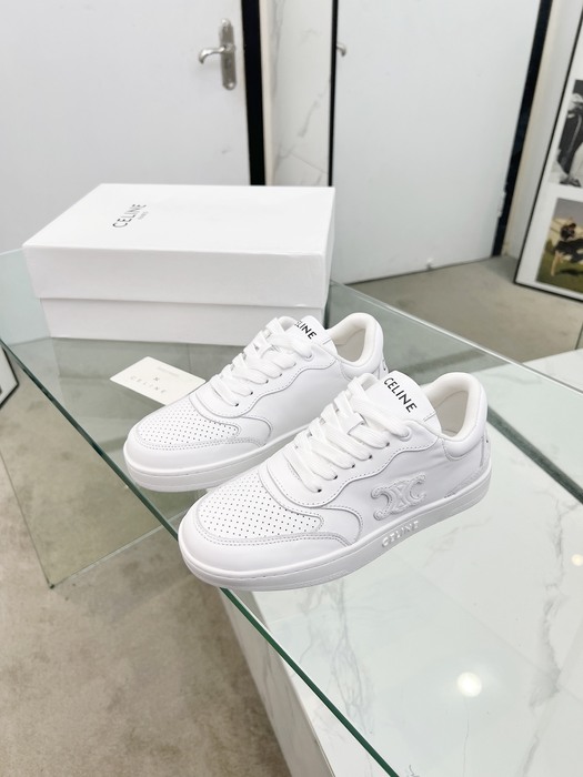 Celine Triomphe Low top lace up sneakers with perforated logo White