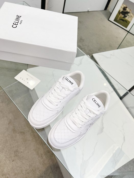 Celine Triomphe Low top lace up sneakers with perforated logo White