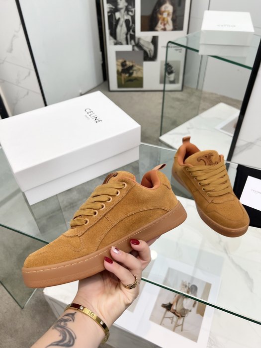 Celine Triomphe Suede Low Tan