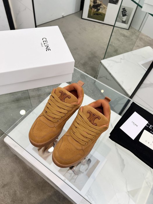 Celine Triomphe Suede Low Tan