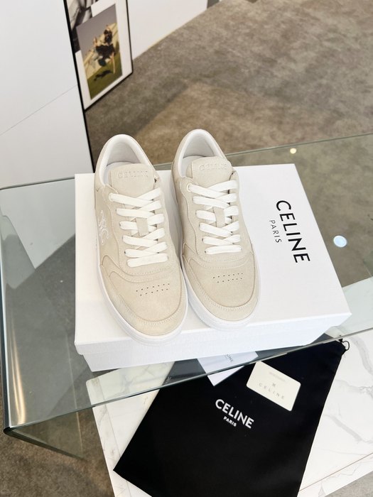 Celine Triomphe Suede Low White
