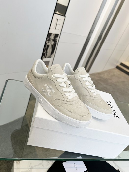 Celine Triomphe Suede Low White