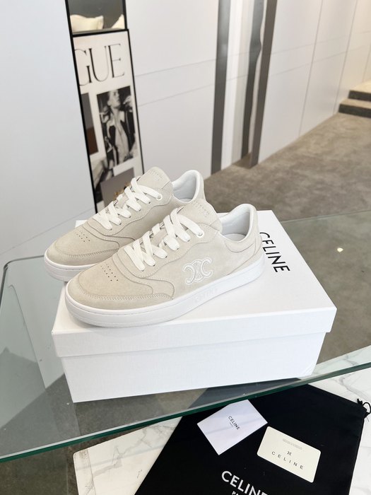 Celine Triomphe Suede Low White