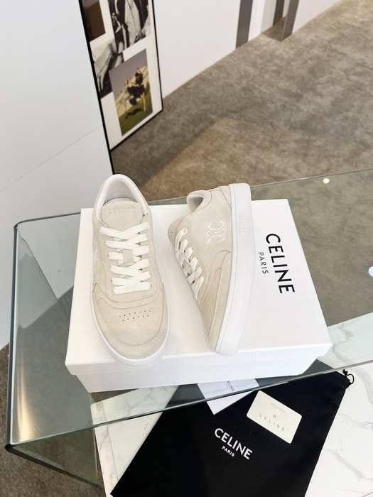 Celine Triomphe Suede Low White