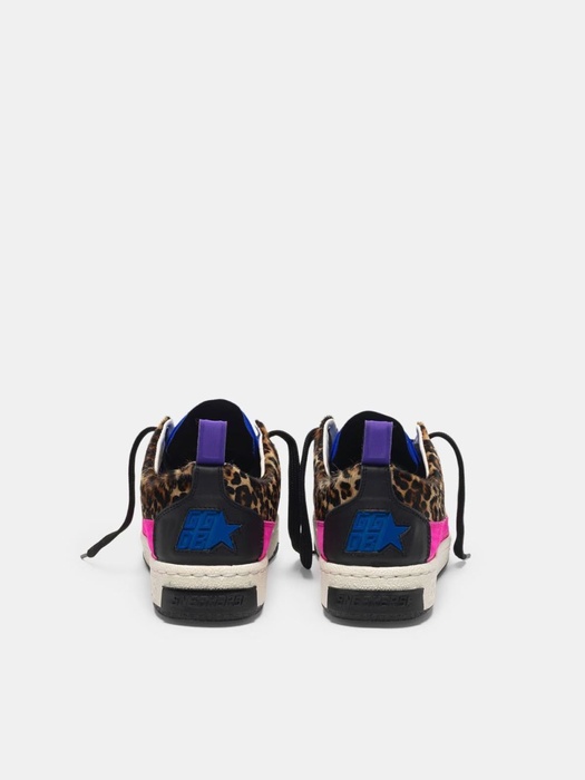 Yupoo sneakers in leopard print pony skin with a gold star Blue