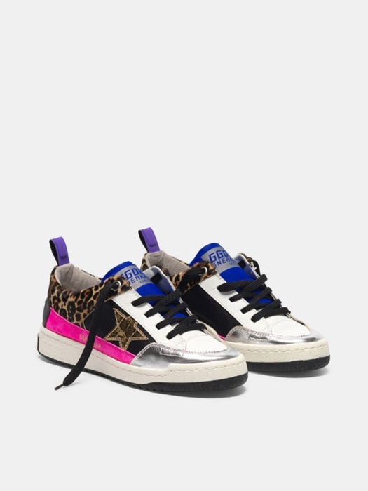 Yupoo sneakers in leopard print pony skin with a gold star Blue