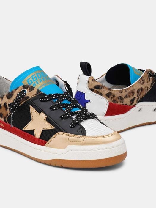 Yupoo sneakers in leopard print with gold star Black