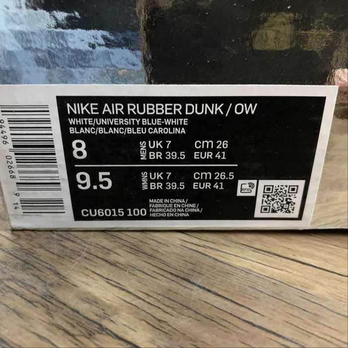 Air Rubber DunkOW OW CU6015 100 36 45