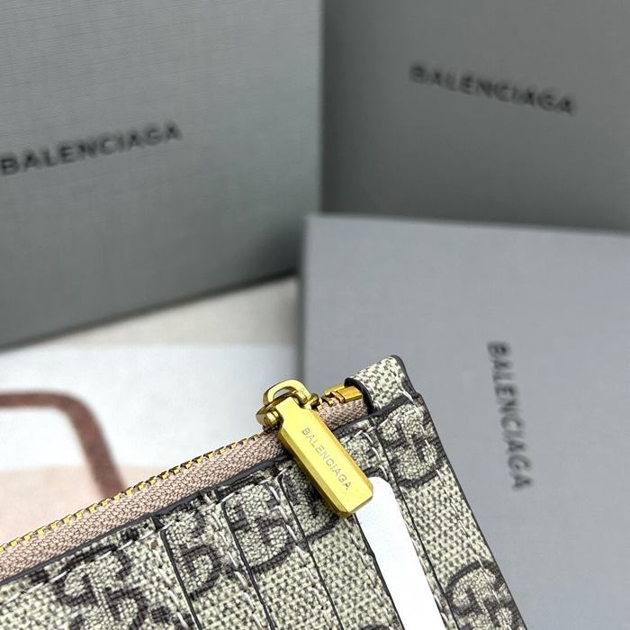 Card holder Balenciaga GG monogram with B logo Beige