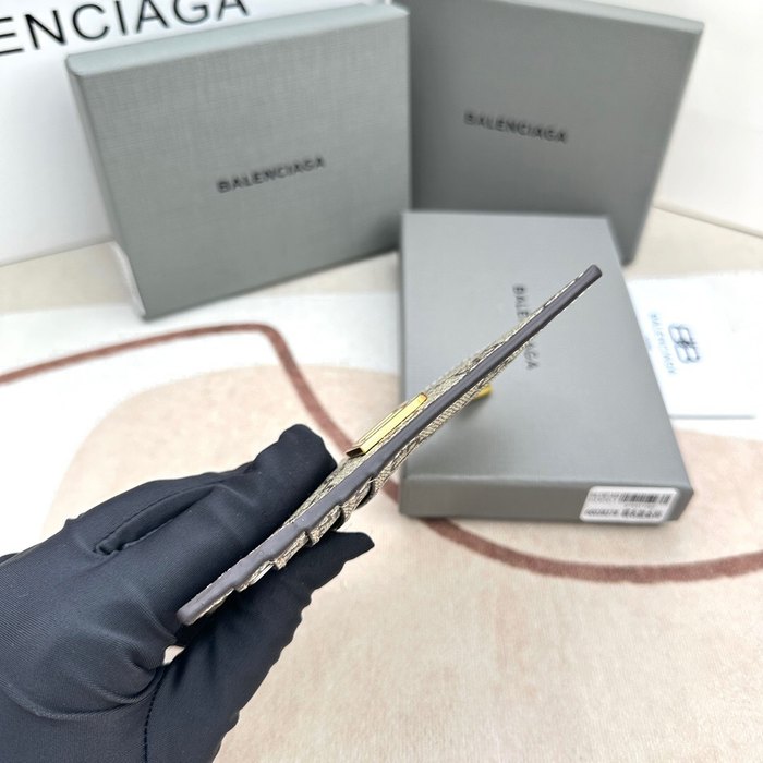 Card holder Balenciaga GG monogram with B logo Beige
