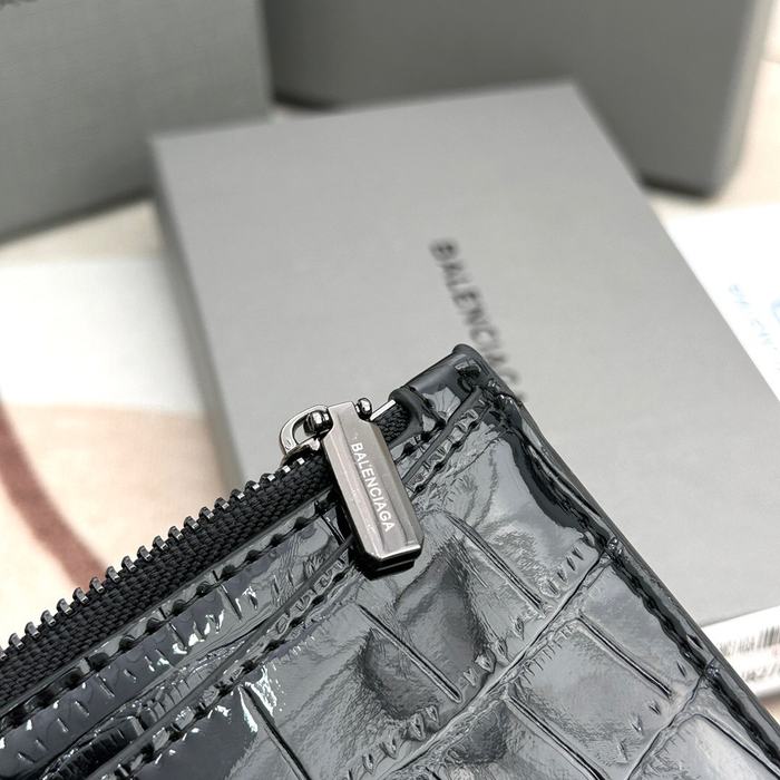 Card holder Balenciaga embossed crocodile pattern Black 001