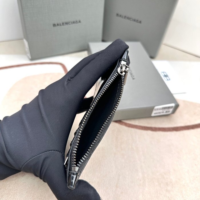 Card holder Balenciaga embossed crocodile pattern Black 001