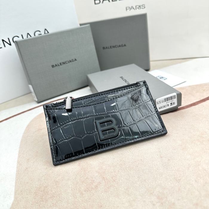 Card holder Balenciaga embossed crocodile pattern Black 001