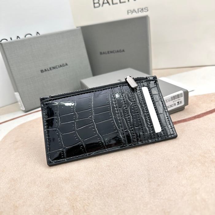 Card holder Balenciaga embossed crocodile pattern Black 001