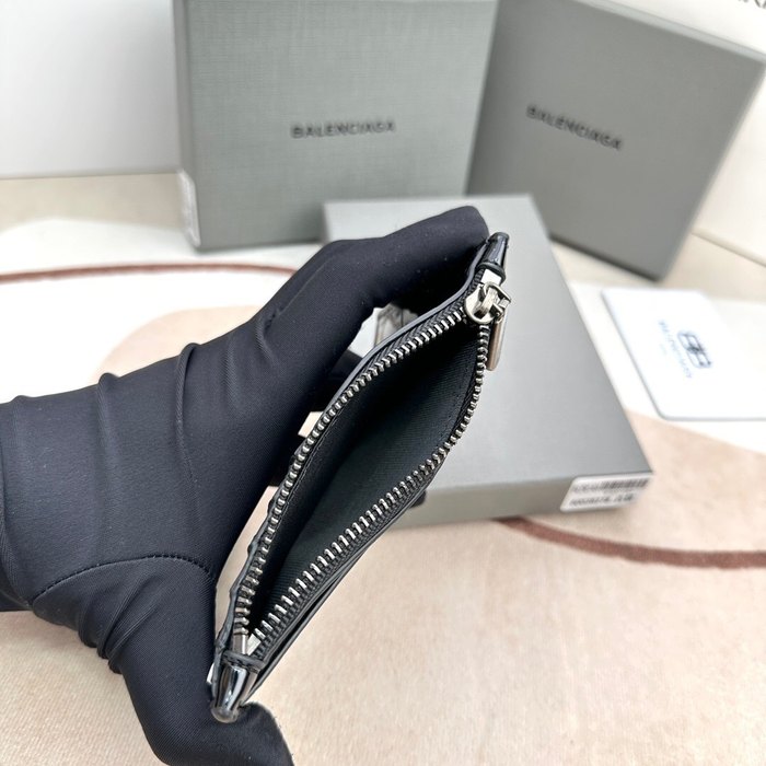 Card holder Balenciaga embossed crocodile pattern Black