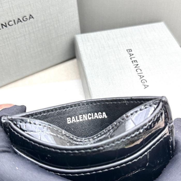 Card holder Balenciaga embossed leather Black