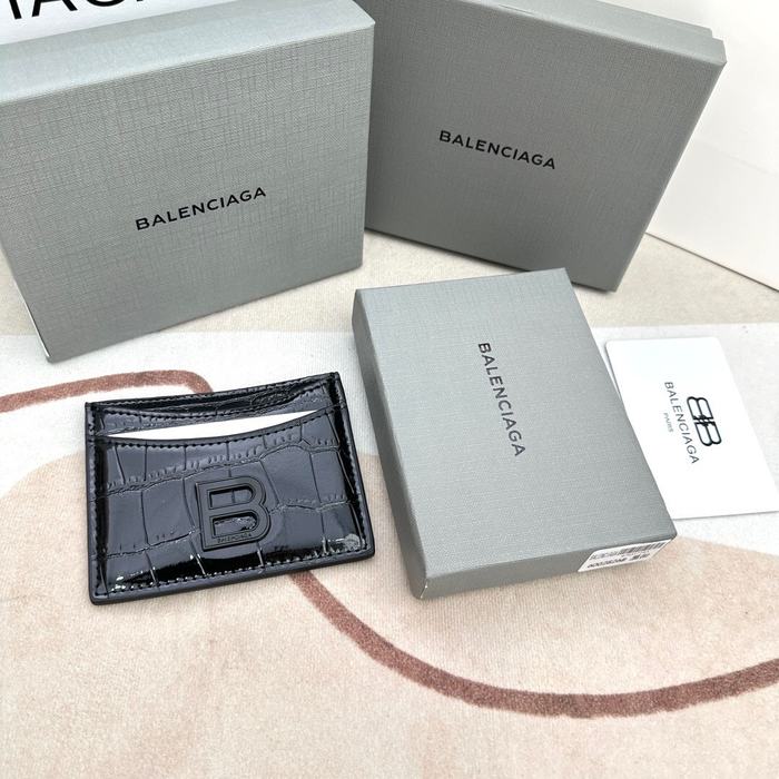 Card holder Balenciaga embossed leather Black