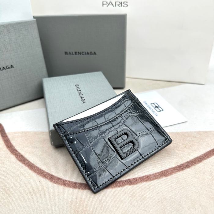 Card holder Balenciaga embossed leather Black