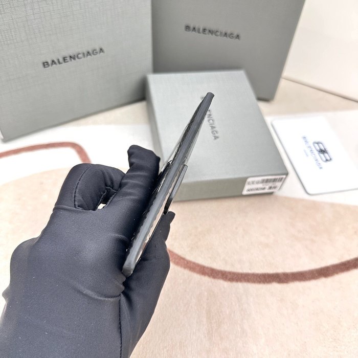 Card holder Balenciaga embossed leather Black