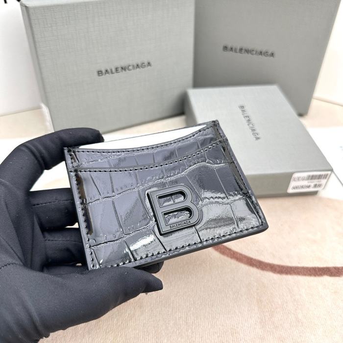 Card holder Balenciaga embossed leather Black
