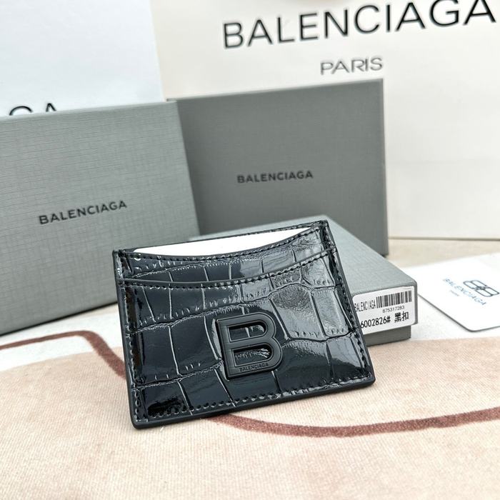 Card holder Balenciaga embossed leather Black