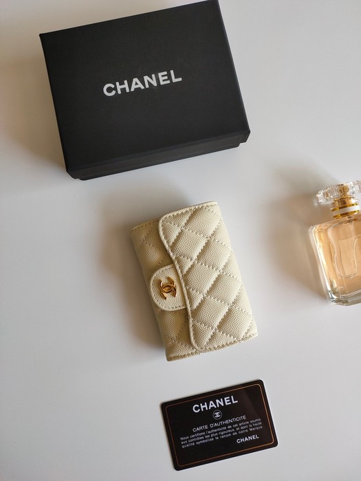 Card holder CHANEL classic flap Beige Size 7.5x11.3x2.1cm