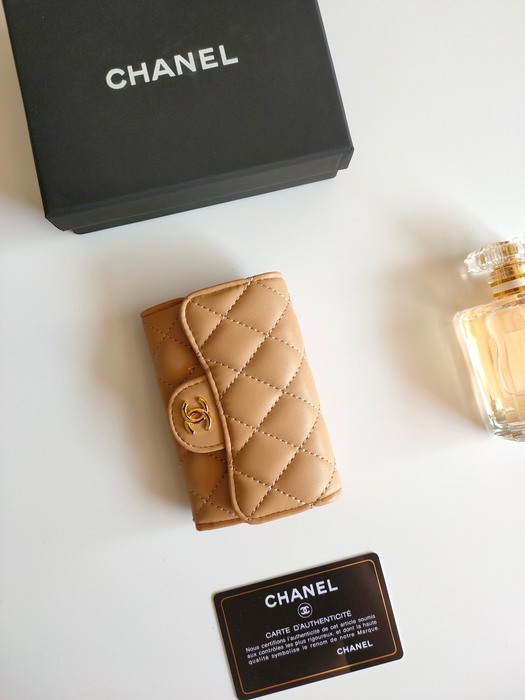 Card holder Chanel classic flap card holder Beige Size 7.5x11.3x2.1cm 002