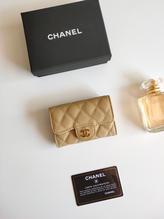 Card holder Chanel classic flap Beige Size 7.5x11.3x2.1cm 001