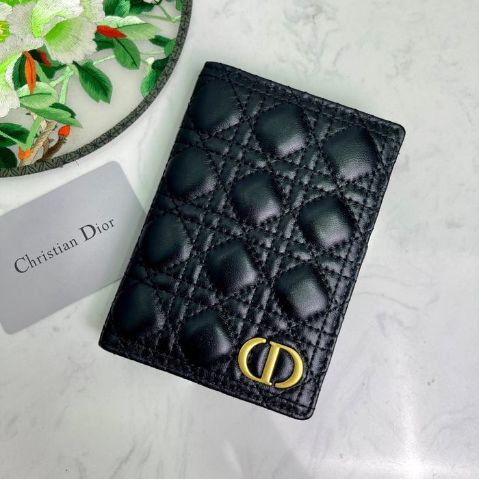 Card holder Christian Dior cannage quilt card holder Black Size 10x14cm