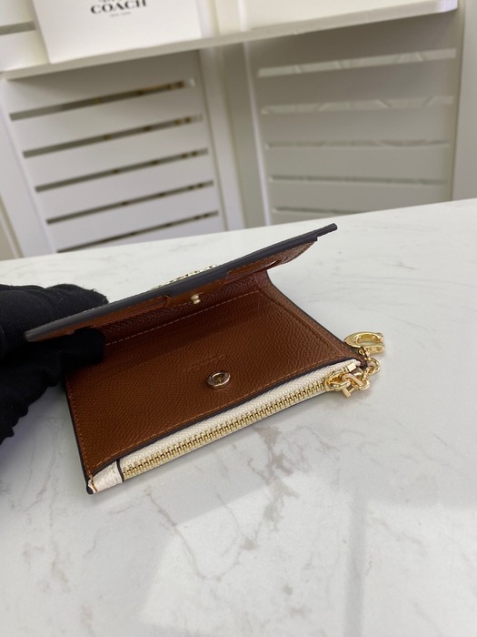 Card holder Coach folding snap card holder Beige
