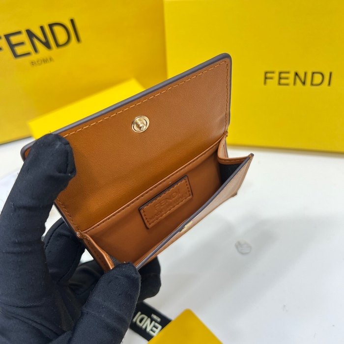 Card holder Fendi card holder Brown Size 8x2.5x10cm
