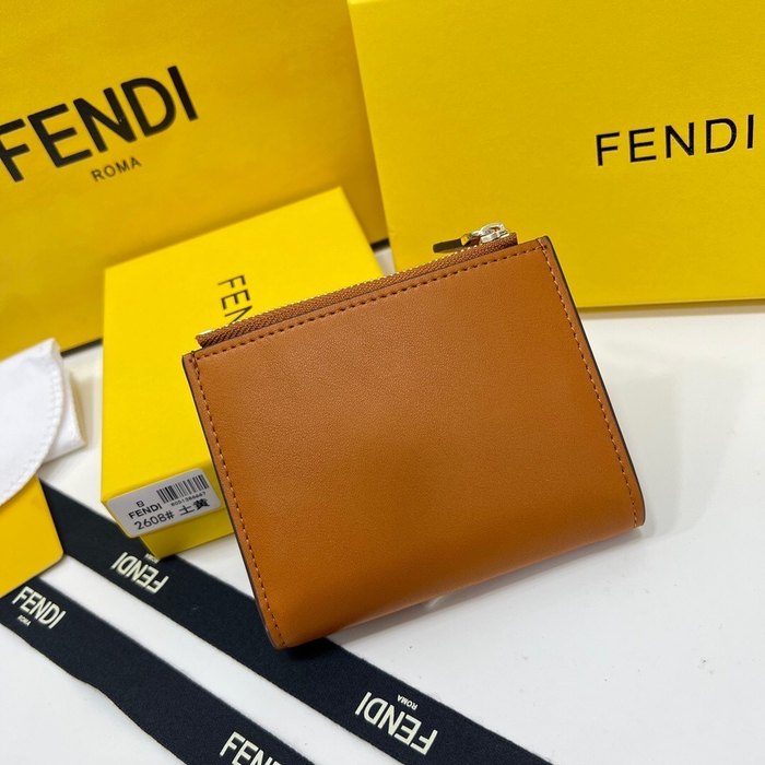 Card holder Fendi zip around card holder Brown Size 11.5x2x9.5cm