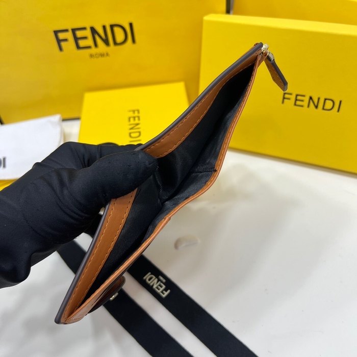 Card holder Fendi zip around card holder Brown Size 11.5x2x9.5cm