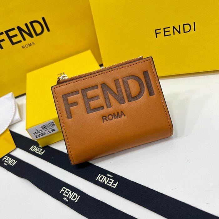 Card holder Fendi zip around card holder Brown Size 11.5x2x9.5cm
