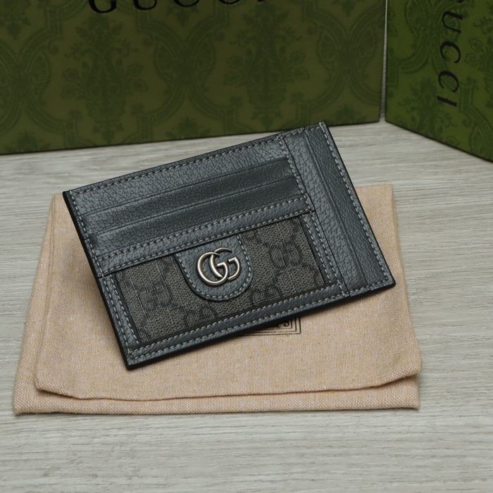 Card holder Gucci GG canvas leather card holder Black Size 11x7cm