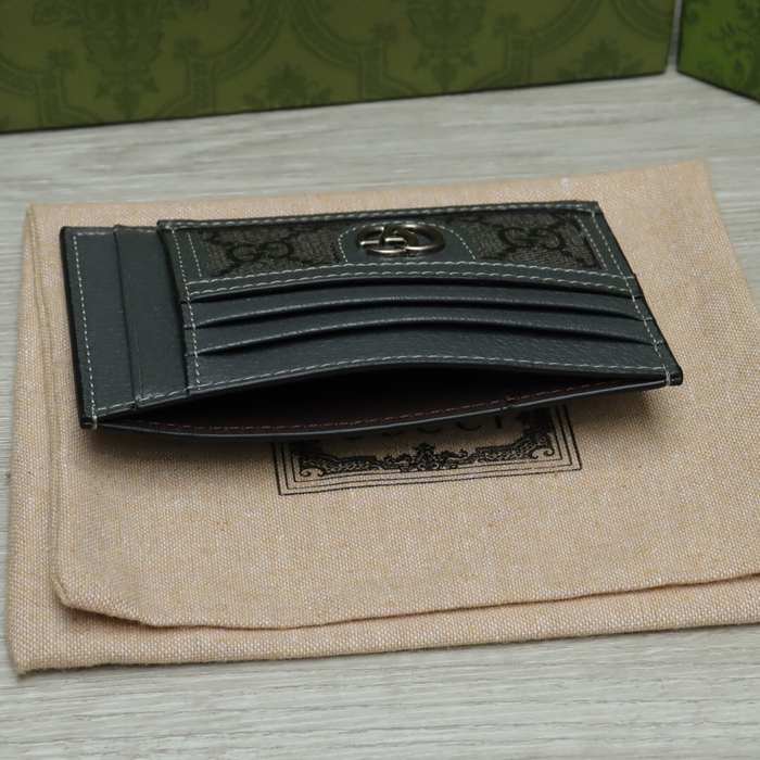 Card holder Gucci GG canvas leather card holder Black Size 11x7cm