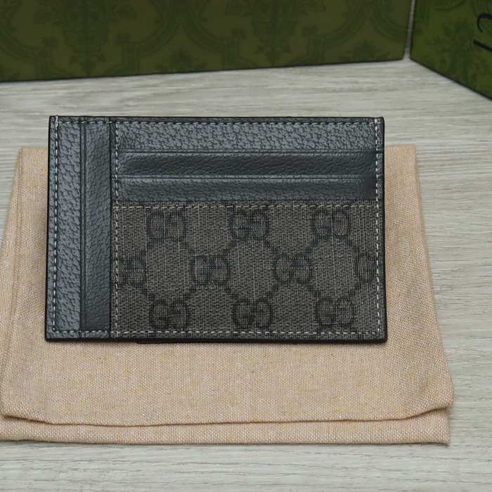 Card holder Gucci GG canvas leather card holder Black Size 11x7cm