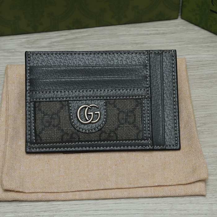 Card holder Gucci GG canvas leather card holder Black Size 11x7cm