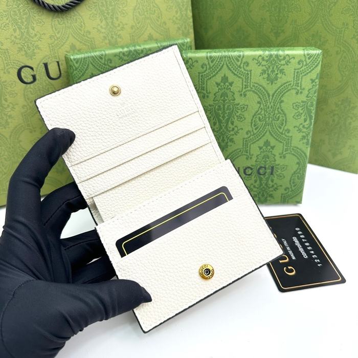 Card holder Gucci compact card holder with GG logo White Size 11x9x3cm