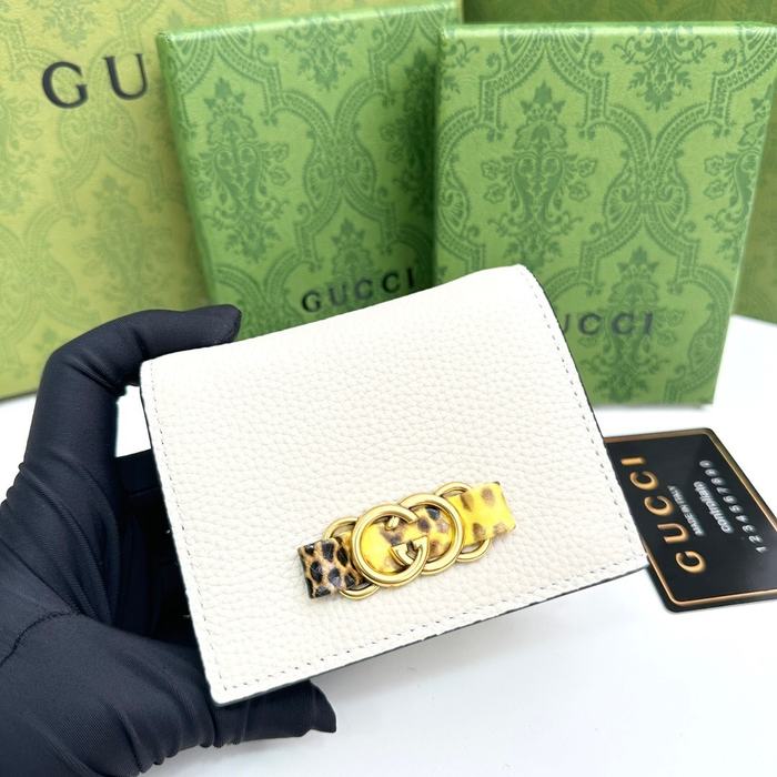 Card holder Gucci compact card holder with GG logo White Size 11x9x3cm