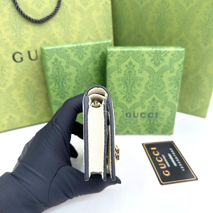 Card holder Gucci compact card holder with GG logo White Size 11x9x3cm