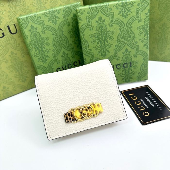 Card holder Gucci compact card holder with GG logo White Size 11x9x3cm