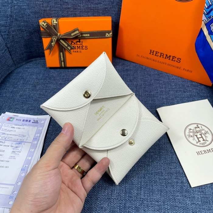 Card holder Hermes White Size 10x6cm