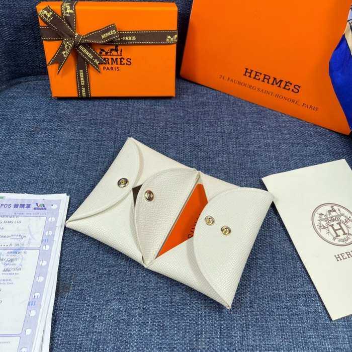 Card holder Hermes White Size 10x6cm